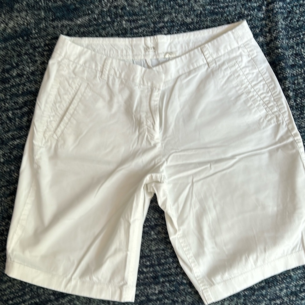 J Crew White Stretch Cotton Shorts